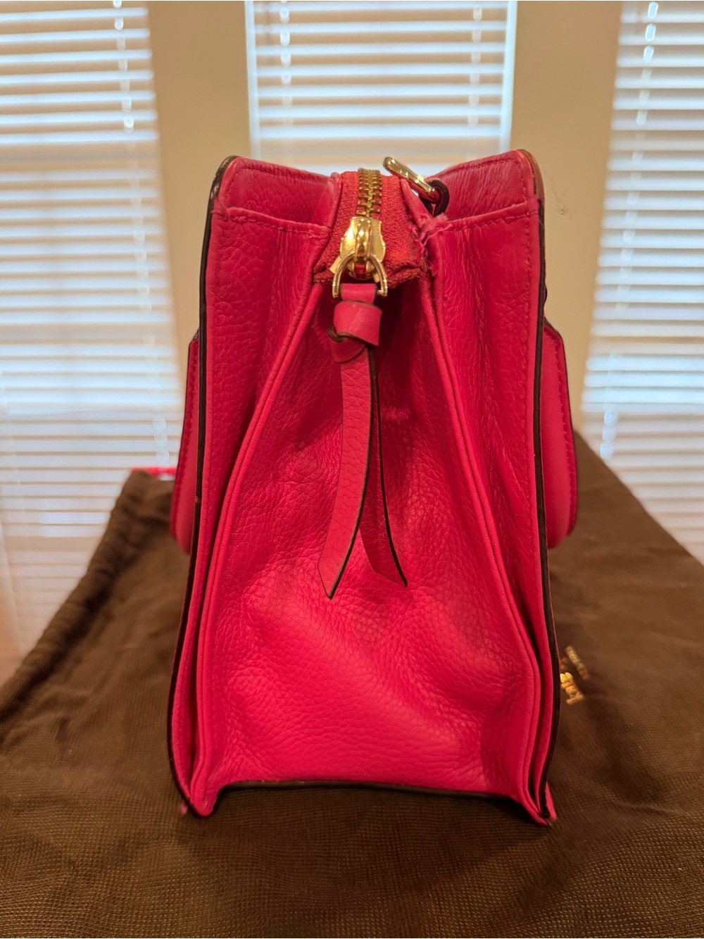 Kate Spade Mulberry Street Lise Ruby Pink Pebbled Leather Satchel Bag w Dust Bag - Picture 6 of 13